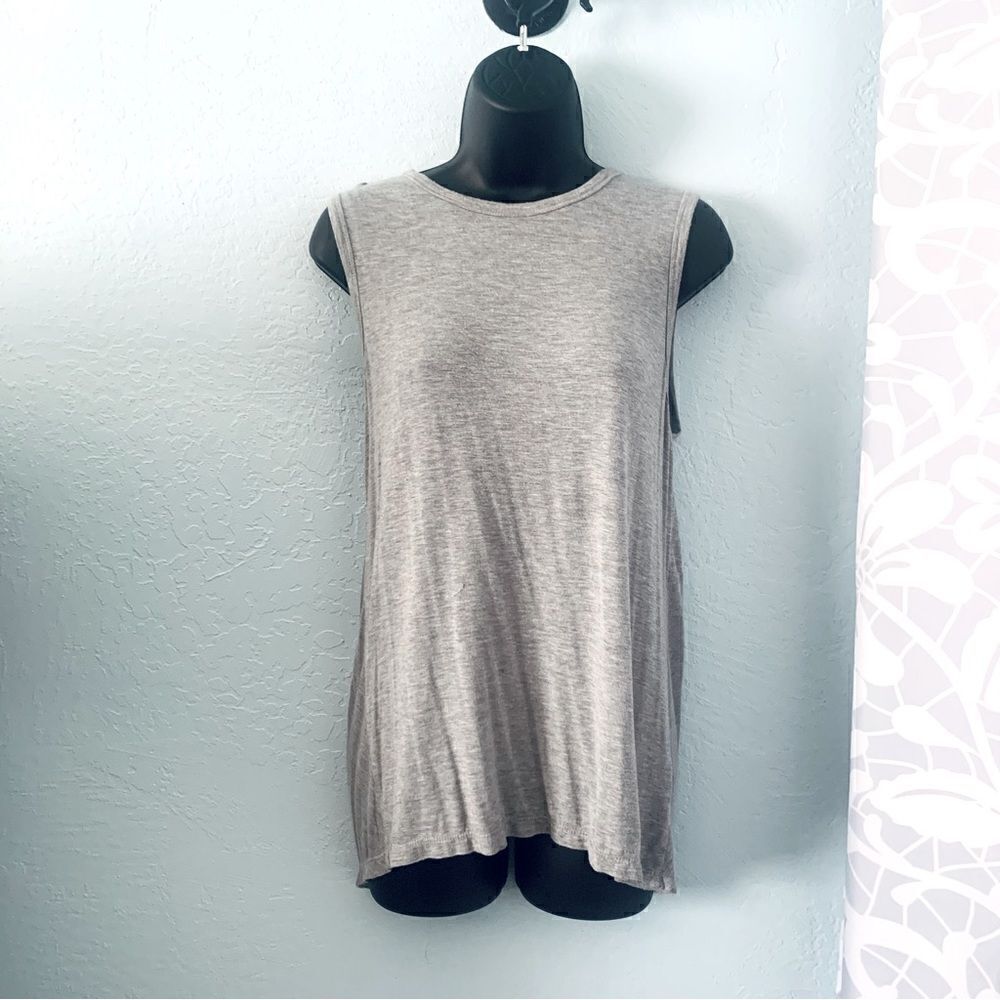 Lush Heather Gray Twist Open Back Tank Top Size Medium